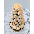 Peach, White & Gold Chocolate Strawberry Rose Tower